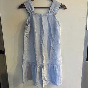 LOFT Blue Ruffled Mini Sundress Square Neck